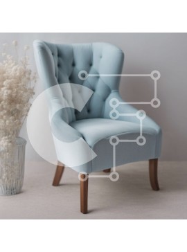 Intra Συλλεκτικό Ξύλινο Παζλ Plywood  4mm - Άνετη μπλε καρέκλα με λευκά λουλούδια Σε Ξύλινο Κουτί - Διαστάσεις Puzzle: 10x10 cm – 25 κομμάτια