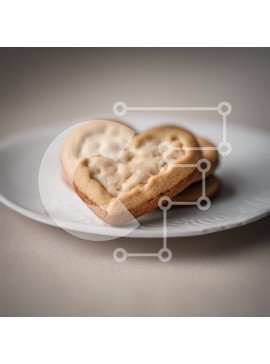 Σετ των 2 Intra Συλλεκτικό Ξύλινο Παζλ Plywood  4mm - Μπισκότα σε σχήμα καρδιάς σε λευκό πιάτο Σε Ξύλινο Κουτί - Διαστάσεις: 10x10 cm – 25 κομμάτια