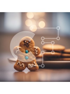 Σετ των 2 Intra Συλλεκτικό Ξύλινο Παζλ Plywood  4mm - Gingerbread Man στο πιάτο με φρεσκοψημένα μπισκότα Σε Ξύλινο Κουτί - Διαστάσεις: 10x10 cm – 25 κομμάτια