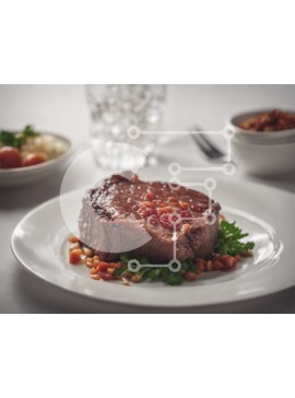 Σετ των 2 Intra Συλλεκτικό Ξύλινο Παζλ Plywood  4mm - Νόστιμη μπριζόλα σε λευκό πιάτο με γαρνιτούρα Σε Ξύλινο Κουτί - Διαστάσεις: 10x10 cm – 25 κομμάτια