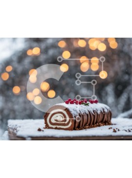 Σετ των 2 Intra Συλλεκτικό Ξύλινο Παζλ Plywood  4mm - Ρολό κανέλας με χιόνι και κόκκινα μούρα Σε Ξύλινο Κουτί - Διαστάσεις: 10x10 cm – 25 κομμάτια