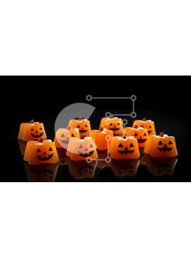 Intra Συλλεκτικό Ξύλινο Παζλ Plywood  4mm - Ομάδα κεριών κολοκύθας αποκριών σε μαύρο φόντο Σε Ξύλινο Κουτί - Διαστάσεις Puzzle: 10x10 cm – 25 κομμάτια