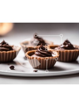 Σετ των 2 Intra Συλλεκτικό Ξύλινο Παζλ Plywood  4mm - Νόστιμες τάρτες σοκολάτας σε λευκό πιάτο Σε Ξύλινο Κουτί - Διαστάσεις: 10x10 cm – 25 κομμάτια