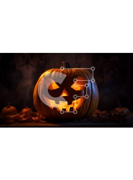 Intra Συλλεκτικό Ξύλινο Παζλ Plywood  4mm - Σκαλισμένη και αναμμένη κολοκύθα στο σκοτάδι Σε Ξύλινο Κουτί - Διαστάσεις Puzzle: 10x10 cm – 25 κομμάτια