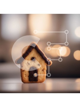 Σετ των 2 Intra Συλλεκτικό Ξύλινο Παζλ Plywood  4mm - Μπισκότο σε σχήμα σπιτιού στο τραπέζι με φώτα Bokeh Σε Ξύλινο Κουτί - Διαστάσεις: 10x10 cm – 25 κομμάτια