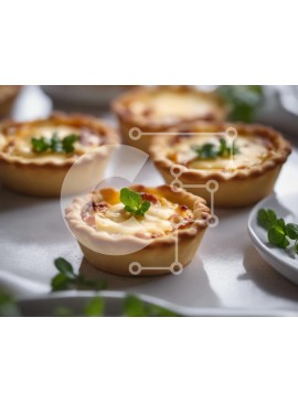 Σετ των 2 Intra Συλλεκτικό Ξύλινο Παζλ Plywood  4mm - Ομάδα μίνι τάρτες με γαρνιτούρα τυριού και μαϊντανού σε λευκά πιάτα Σε Ξύλινο Κουτί - Διαστάσεις: 10x10 cm – 25 κομμάτια