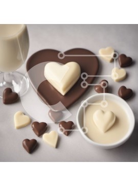 Σετ των 2 Intra Συλλεκτικό Ξύλινο Παζλ Plywood  4mm - Λιχουδιές για την Ημέρα του Αγίου Βαλεντίνου με γάλα, καρδιές σοκολάτας και καραμέλες Σε Ξύλινο Κουτί - Διαστάσεις: 10x10 cm – 25 κομμάτια