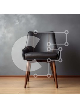 Intra Συλλεκτικό Ξύλινο Παζλ Plywood  4mm - Μοντέρνα μαύρη δερμάτινη καρέκλα σε γκρι τοίχο Σε Ξύλινο Κουτί - Διαστάσεις Puzzle: 10x10 cm – 25 κομμάτια