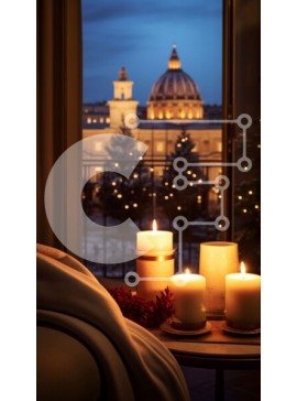 Intra Συλλεκτικό Ξύλινο Παζλ Plywood  4mm - Κεριά στο κρεβάτι με θέα στον ορίζοντα της πόλης Σε Ξύλινο Κουτί - Διαστάσεις Puzzle: 10x10 cm – 25 κομμάτια