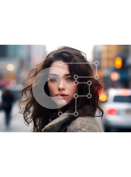 Intra Συλλεκτικό Ξύλινο Παζλ Plywood  4mm - Γυναίκα που κοιτάζει μακριά σε έναν δρόμο της πόλης Σε Ξύλινο Κουτί - Διαστάσεις Puzzle: 10x10 cm – 25 κομμάτια