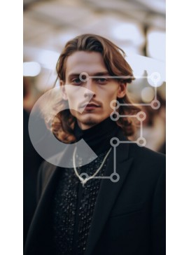 Intra Συλλεκτικό Ξύλινο Παζλ Plywood  4mm - Σοβαρό πορτρέτο ενός άνδρα με μαύρο κοστούμι και ζιβάγκο Σε Ξύλινο Κουτί - Διαστάσεις Puzzle: 10x10 cm – 25 κομμάτια