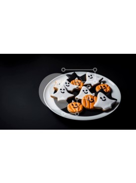 Σετ των 2 Intra Συλλεκτικό Ξύλινο Παζλ Plywood  4mm - Μπισκότα αποκριών σε μαύρο φόντο Σε Ξύλινο Κουτί - Διαστάσεις: 10x10 cm – 25 κομμάτια