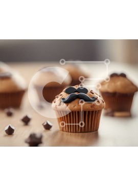 Σετ των 2 Intra Συλλεκτικό Ξύλινο Παζλ Plywood  4mm - Πολύχρωμα cupcakes με διακοσμήσεις από μουστάκι και κομματάκια σοκολάτας Σε Ξύλινο Κουτί - Διαστάσεις: 10x10 cm – 25 κομμάτια