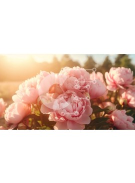 Intra Συλλεκτικό Ξύλινο Παζλ Plywood  4mm - Ροζ παιώνιες σε πλήρη άνθιση με το φως του ήλιου Σε Ξύλινο Κουτί - Διαστάσεις: 10x10 cm – 25 κομμάτια