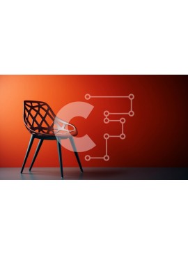 Intra Συλλεκτικό Ξύλινο Παζλ Plywood  4mm - Μοντέρνα καρέκλα σε πορτοκαλί τοίχο Σε Ξύλινο Κουτί - Διαστάσεις Puzzle: 10x10 cm – 25 κομμάτια