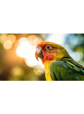 Intra Συλλεκτικό Ξύλινο Παζλ Plywood  4mm - Ζωηρόχρωμος παπαγάλος που στέκεται στα κλαδιά Σε Ξύλινο Κουτί - Διαστάσεις: 10x10 cm – 25 κομμάτια