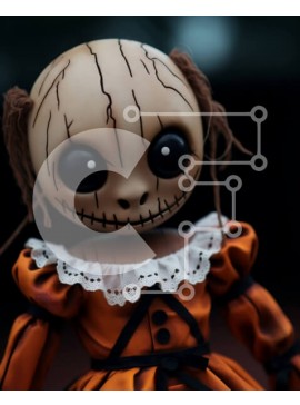 Intra Συλλεκτικό Ξύλινο Παζλ Plywood  4mm - Πορτοκαλί κούκλα με μαύρα μάτια Σε Ξύλινο Κουτί - Διαστάσεις Puzzle: 10x10 cm – 25 κομμάτια