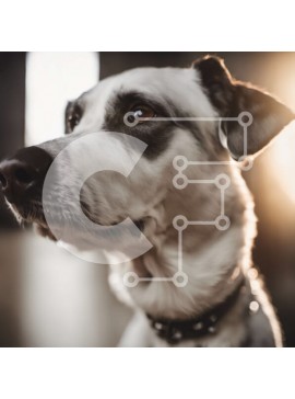 Intra Συλλεκτικό Ξύλινο Παζλ Plywood  4mm - Μαύρο και άσπρο σκυλί που κοιτάζει ψηλά στην κάμερα Σε Ξύλινο Κουτί - Διαστάσεις: 10x10 cm – 25 κομμάτια