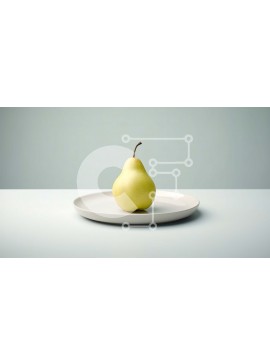 Σετ των 2 Intra Συλλεκτικό Ξύλινο Παζλ Plywood  4mm - Αχλάδι σε ένα λευκό πιάτο Σε Ξύλινο Κουτί - Διαστάσεις: 10x10 cm – 25 κομμάτια