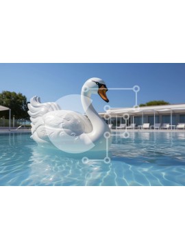 Intra Συλλεκτικό Ξύλινο Παζλ Plywood  4mm - Όμορφο Άγαλμα Λευκού Κύκνου σε μια καθαρή μπλε πισίνα Σε Ξύλινο Κουτί - Διαστάσεις Puzzle: 10x10 cm – 25 κομμάτια