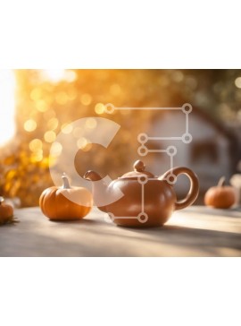 Intra Συλλεκτικό Ξύλινο Παζλ Plywood  4mm - Τσαγιέρα και κολοκύθες σε τραπέζι με θέμα το φθινόπωρο Σε Ξύλινο Κουτί - Διαστάσεις Puzzle: 10x10 cm – 25 κομμάτια