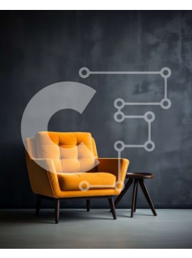 Intra Συλλεκτικό Ξύλινο Παζλ Plywood  4mm - Φωτεινή πορτοκαλί καρέκλα σε κενό δωμάτιο Σε Ξύλινο Κουτί - Διαστάσεις Puzzle: 10x10 cm – 25 κομμάτια