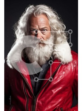 Intra Συλλεκτικό Ξύλινο Παζλ Plywood  4mm - Σοβαρός ηλικιωμένος άνδρας με άσπρα μαλλιά με κόκκινο δερμάτινο μπουφάν Σε Ξύλινο Κουτί - Διαστάσεις Puzzle: 10x10 cm – 25 κομμάτια