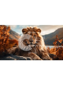 Intra Συλλεκτικό Ξύλινο Παζλ Plywood  4mm - Σοβαρό λιοντάρι στο βραχώδες έδαφος Σε Ξύλινο Κουτί - Διαστάσεις: 10x10 cm – 25 κομμάτια