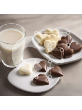 Σετ των 2 Intra Συλλεκτικό Ξύλινο Παζλ Plywood  4mm - Ποτήρι γάλα και σοκολάτες σε σχήμα καρδιάς Σε Ξύλινο Κουτί - Διαστάσεις: 10x10 cm – 25 κομμάτια