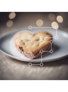 Σετ των 2 Intra Συλλεκτικό Ξύλινο Παζλ Plywood  4mm - Μπισκότο σε σχήμα καρδιάς σε λευκό πιάτο με διάσπαρτα φώτα Σε Ξύλινο Κουτί - Διαστάσεις: 10x10 cm – 25 κομμάτια