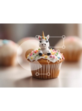 Σετ των 2 Intra Συλλεκτικό Ξύλινο Παζλ Plywood  4mm - Μονόκερος Cupcake με πολύχρωμο πάγωμα και πασπάλισμα Σε Ξύλινο Κουτί - Διαστάσεις: 10x10 cm – 25 κομμάτια