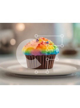 Σετ των 2 Intra Συλλεκτικό Ξύλινο Παζλ Plywood  4mm - Ζωηρόχρωμο Cupcake σε λευκό πιάτο Σε Ξύλινο Κουτί - Διαστάσεις: 10x10 cm – 25 κομμάτια