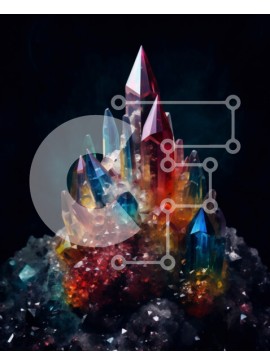 Intra Συλλεκτικό Ξύλινο Παζλ Plywood  4mm - Όμορφη εικόνα ενός πολύχρωμου σχηματισμού κρυστάλλου με αστέρια στο φόντο Σε Ξύλινο Κουτί - Διαστάσεις: 10x10 cm – 25 κομμάτια