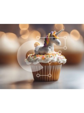 Σετ των 2 Intra Συλλεκτικό Ξύλινο Παζλ Plywood  4mm - Μονόκερος Cupcake με Πασπαλίσματα και γλάσο Σε Ξύλινο Κουτί - Διαστάσεις: 10x10 cm – 25 κομμάτια