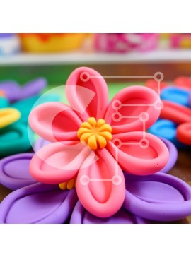 Intra Συλλεκτικό Ξύλινο Παζλ Plywood  4mm - Πολύχρωμα πλαστικά λουλούδια τοποθετημένα σε κύκλο Σε Ξύλινο Κουτί - Διαστάσεις Puzzle: 10x10 cm – 25 κομμάτια