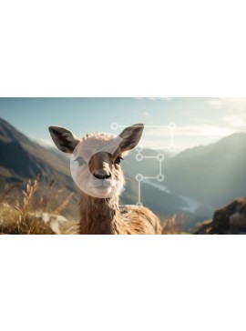 Intra Συλλεκτικό Ξύλινο Παζλ Plywood  4mm - Περίεργα ελάφια στη βραχώδη πλαγιά με τα βουνά Σε Ξύλινο Κουτί - Διαστάσεις: 10x10 cm – 25 κομμάτια