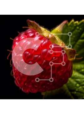 Σετ των 2 Intra Συλλεκτικό Ξύλινο Παζλ Plywood  4mm - Κοντινή εικόνα ενός κόκκινου βατόμουρου σε ένα πράσινο φύλλο με σταγονίδια νερού Σε Ξύλινο Κουτί - Διαστάσεις: 10x10 cm – 25 κομμάτια