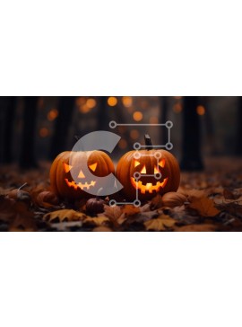 Intra Συλλεκτικό Ξύλινο Παζλ Plywood  4mm - Σκαλισμένες κολοκύθες στο φθινοπωρινό δάσος Σε Ξύλινο Κουτί - Διαστάσεις Puzzle: 10x10 cm – 25 κομμάτια