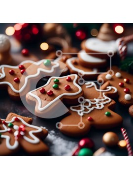 Σετ των 2 Intra Συλλεκτικό Ξύλινο Παζλ Plywood  4mm - Λαχταριστά μπισκότα μελόψωμο με γιορτινά στολίδια Σε Ξύλινο Κουτί - Διαστάσεις: 10x10 cm – 25 κομμάτια