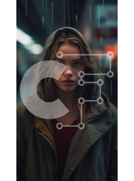 Intra Συλλεκτικό Ξύλινο Παζλ Plywood  4mm - Όμορφη ασπρόμαυρη εικόνα μιας νεαρής γυναίκας στη βροχή Σε Ξύλινο Κουτί - Διαστάσεις Puzzle: 10x10 cm – 25 κομμάτια