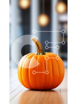 Intra Συλλεκτικό Ξύλινο Παζλ Plywood  4mm - Μονή πορτοκαλί κολοκύθα σε ξύλινο τραπέζι Σε Ξύλινο Κουτί - Διαστάσεις Puzzle: 10x10 cm – 25 κομμάτια