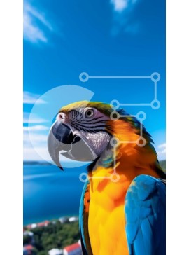 Σετ των 2 Intra Συλλεκτικό Ξύλινο Παζλ Plywood  4mm - Ζωηρόχρωμος παπαγάλος με θέα στο νερό Σε Ξύλινο Κουτί - Διαστάσεις: 10x10 cm – 25 κομμάτια