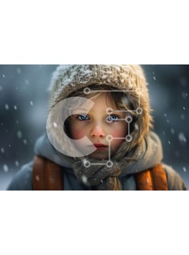 Intra Συλλεκτικό Ξύλινο Παζλ Plywood  4mm - Χειμερινή σκηνή: Κορίτσι με σακάκι και καπέλο που στέκεται στο χιόνι Σε Ξύλινο Κουτί - Διαστάσεις Puzzle: 10x10 cm – 25 κομμάτια