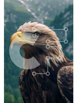 Σετ των 2 Intra Συλλεκτικό Ξύλινο Παζλ Plywood  4mm - Εκπληκτική κοντινή πλάνο του κεφαλιού του αετού με ανοιχτά φτερά στο καταπράσινο δάσος Σε Ξύλινο Κουτί - Διαστάσεις: 10x10 cm – 25 κομμάτια