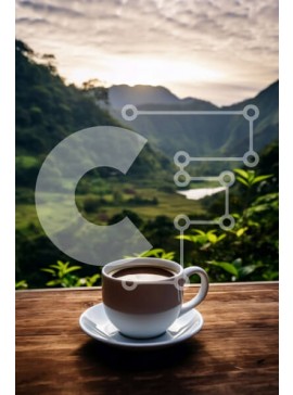 Σετ των 2 Intra Συλλεκτικό Ξύλινο Παζλ Plywood  4mm - Καφές με θέα στο βουνό Σε Ξύλινο Κουτί - Διαστάσεις: 10x10 cm – 25 κομμάτια