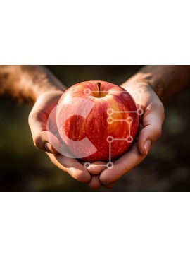 Σετ των 2 Intra Συλλεκτικό Ξύλινο Παζλ Plywood  4mm - Νόστιμο και υγιεινό φρέσκο ​​μήλο σε σκούρο φόντο Σε Ξύλινο Κουτί - Διαστάσεις: 10x10 cm – 25 κομμάτια