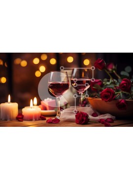 Σετ των 2 Intra Συλλεκτικό Ξύλινο Παζλ Plywood  4mm - Κομψή εικόνα των ποτηριών κόκκινου κρασιού σε ένα ρουστίκ ξύλινο τραπέζι Σε Ξύλινο Κουτί - Διαστάσεις: 10x10 cm – 25 κομμάτια