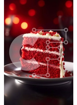 Σετ των 2 Intra Συλλεκτικό Ξύλινο Παζλ Plywood  4mm - Λαχταριστή εικόνα από Red Velvet Cake με κεράσια στην κορυφή Σε Ξύλινο Κουτί - Διαστάσεις: 10x10 cm – 25 κομμάτια