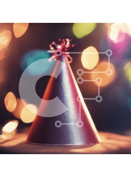 Intra Συλλεκτικό Ξύλινο Παζλ Plywood  4mm - Κόκκινο καπέλο για πάρτι στο τραπέζι με θολά φώτα φόντο Σε Ξύλινο Κουτί - Διαστάσεις Puzzle: 10x10 cm – 25 κομμάτια