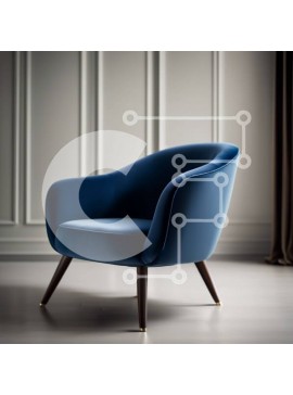 Intra Συλλεκτικό Ξύλινο Παζλ Plywood  4mm - Άνετη και κομψή μπλε βελούδινη πολυθρόνα σε δωμάτιο με χαμηλό φωτισμό Σε Ξύλινο Κουτί - Διαστάσεις Puzzle: 10x10 cm – 25 κομμάτια